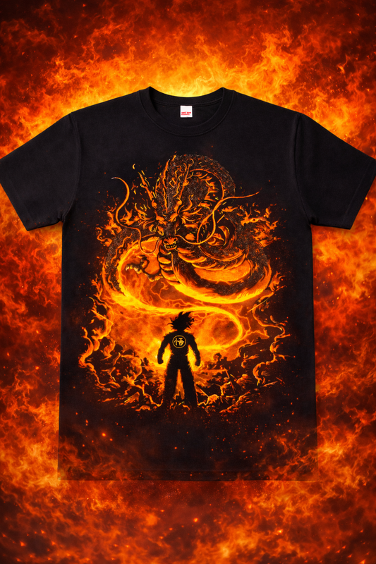 Goku vs Shenron Fire Tee