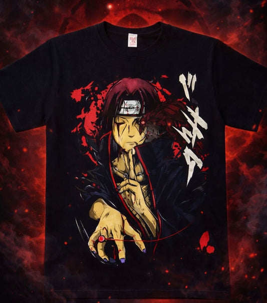 Black T-Shirt with Itachi-Inspired Design